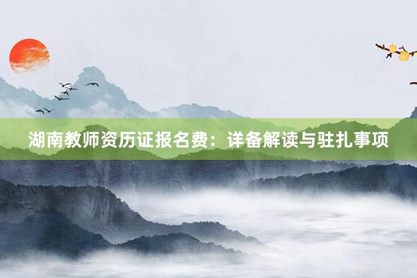 湖南教师资历证报名费：详备解读与驻扎事项