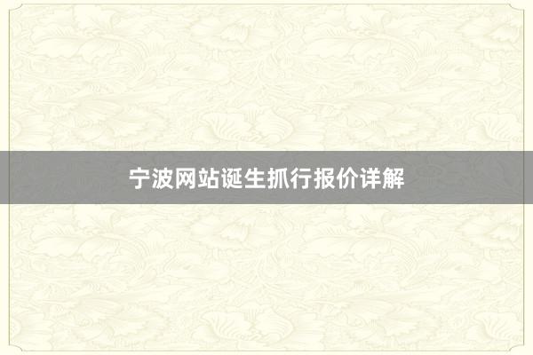 宁波网站诞生抓行报价详解