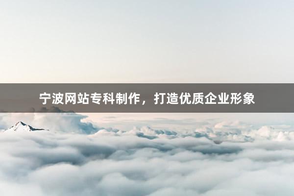 宁波网站专科制作，打造优质企业形象